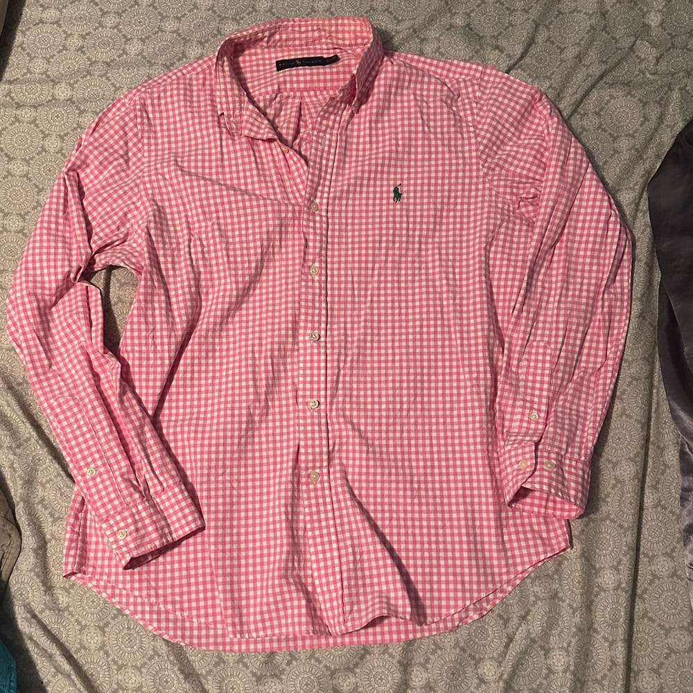 Ralph Lauren Pink Button Down Shirt Pony Preppy Nautical Resort Men's L